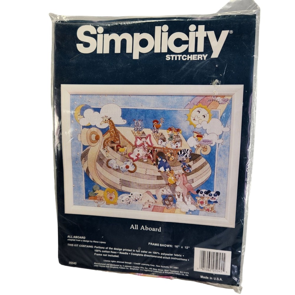 Noahs Ark All Aboard‎ Stitch Embroidery Kit Nursery Decor Baby Simplicity Sealed